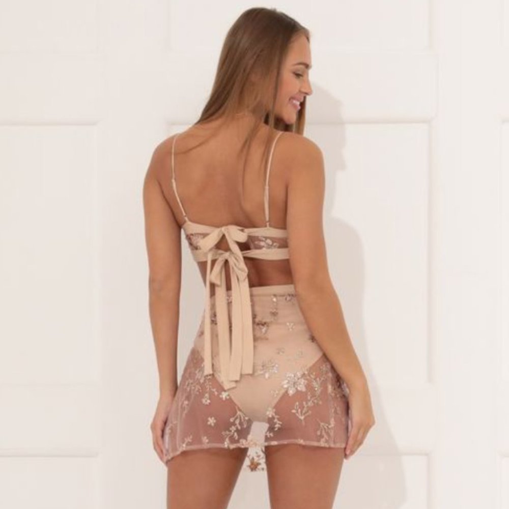 NWOT Party Girl Glitter Mesh Set in Gold XS - Picture 10 of 10